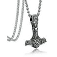 thumbnail image 1 of Bandmax Mens Thor Hammer Pendant with Compass Design Necklace Stainless Steel Mjolnir Thors Viking Nordic Pendant Chain for Men Gift, 1 of 9