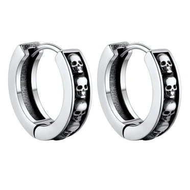 Stainless Steel Hinged Hoop Huggies Ear Plug Stud Earrings Men's Women...