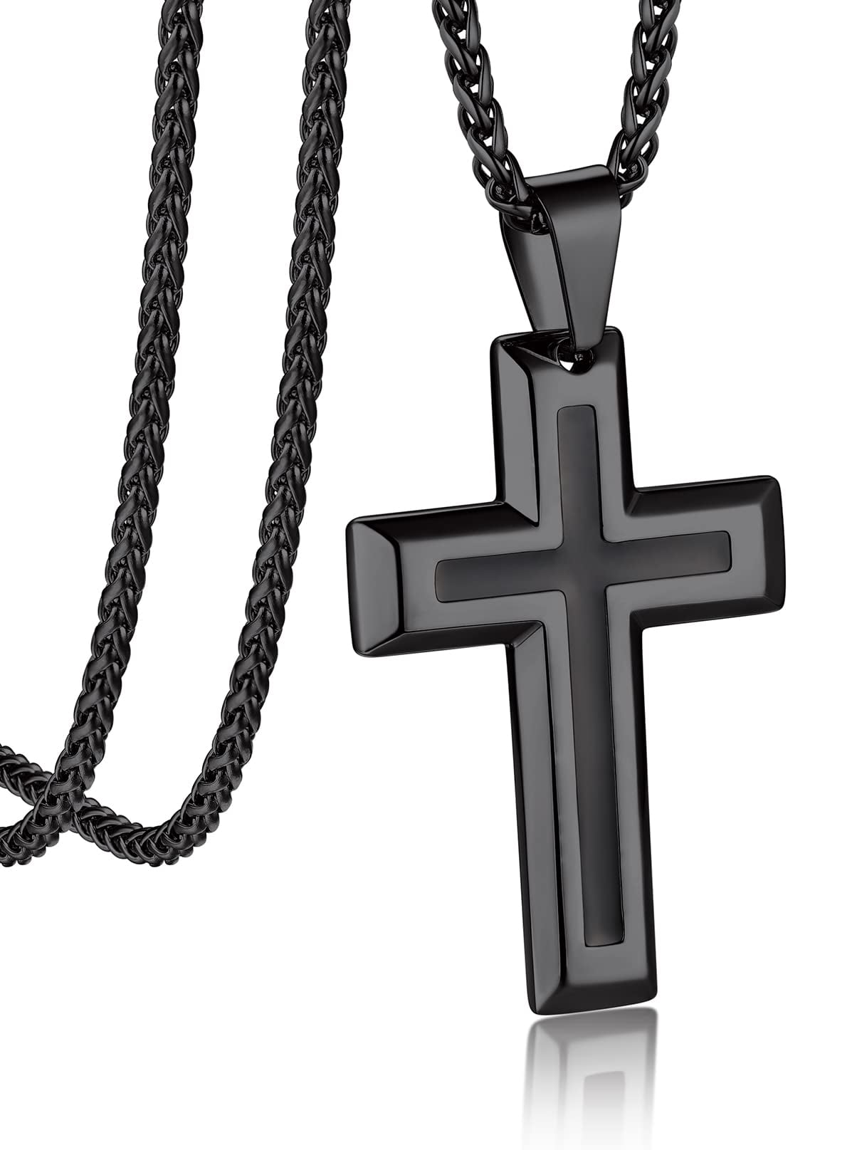 Stainless Steel Black Cross Necklace Amazon Ursteel 18K Gold