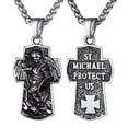 thumbnail image 1 of Bandmax Stainless Steel St Michael The Archangel Protection Pendant Necklace for Women Men Cross Charm Necklace for Faith Jewelry Gift Father Day, 1 of 8