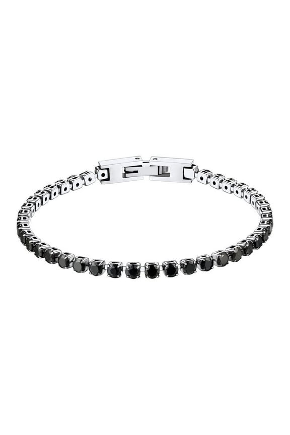 Stainless Steel Tennis Bracelet for Women Men Cool Black Cubic Zirconia Chain Bracelet Trendy Fashion Bracelet Jewelry for Gift