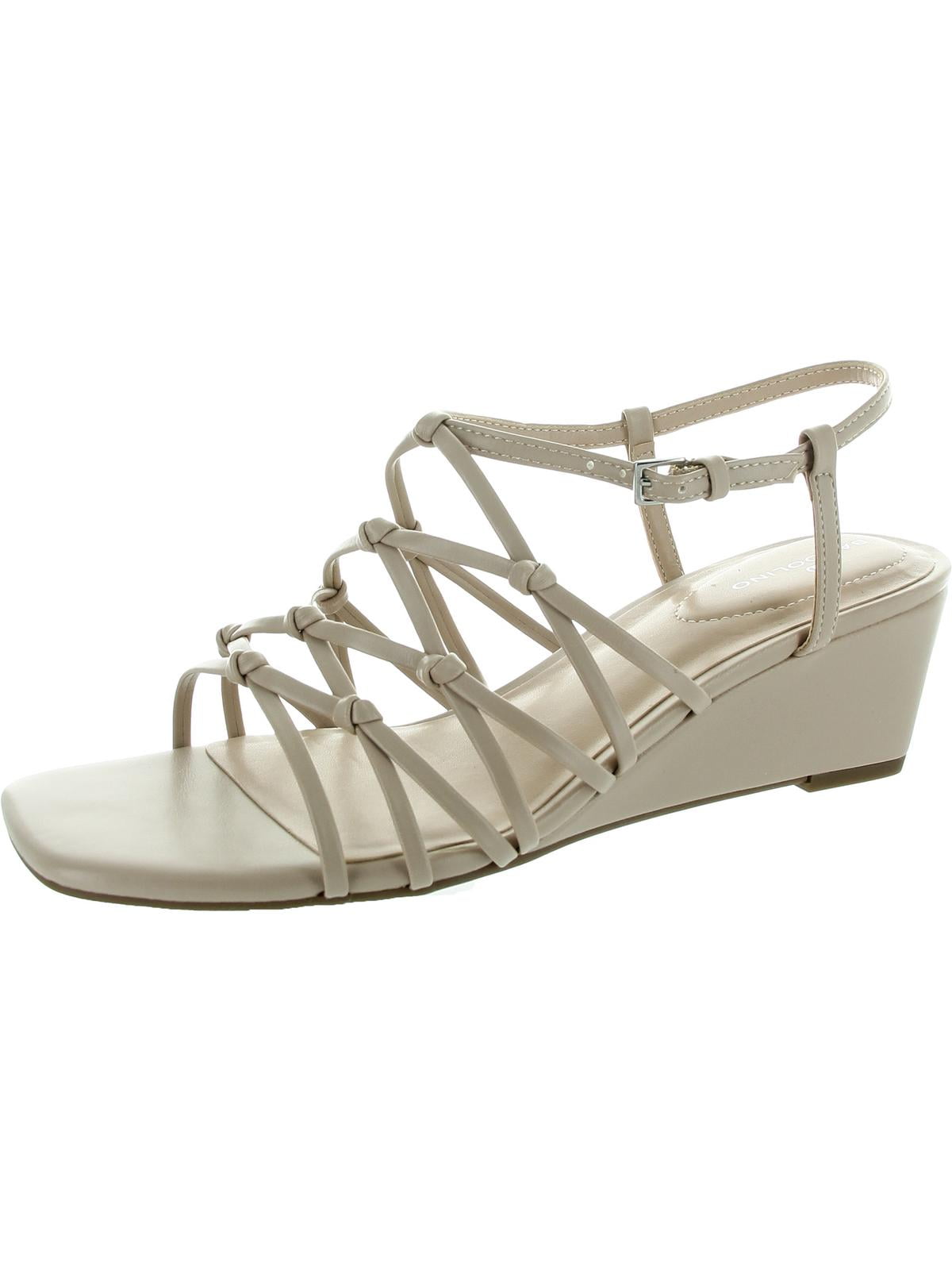 Bandolino Womens Adjustable Faux Leather Wedge Sandals