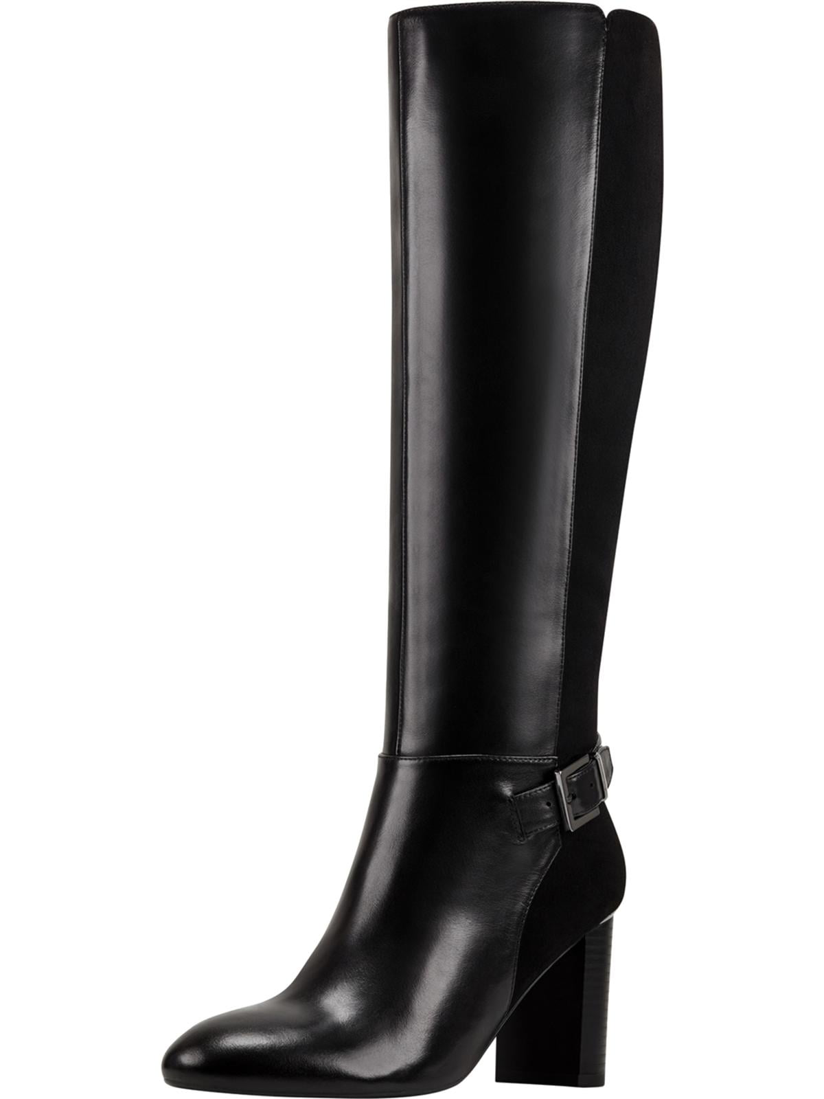 Bandolino Womens Bilya Leather Knee High Riding Boots Black 11 Medium B M Walmart