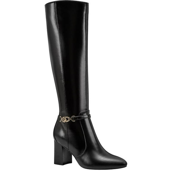 Bandolino Womens Brenda Block Heel Faux Leather Knee-High Boots