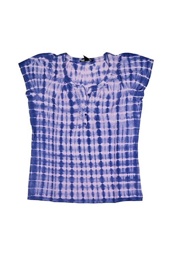 Bandolino Womens Size Small Erin Tie Dye Peasant Top, Iris Blue Combo