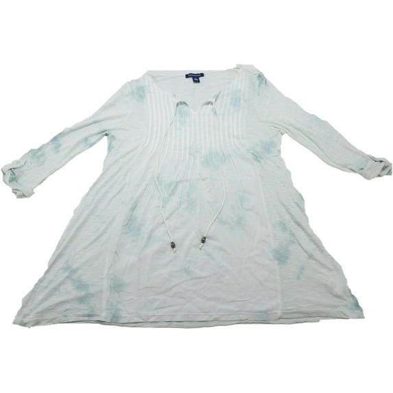 Bandolino Womens Size Small Roll Tab Hand Tie Dyed Blouse, Light Harvest Daniella