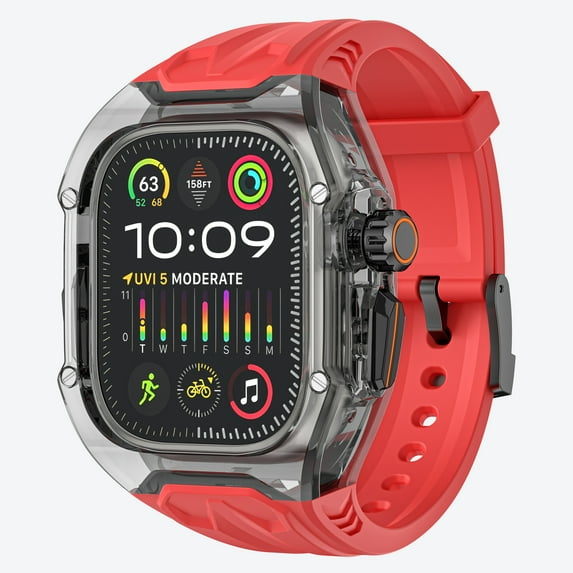 Bands Case Compatible with Apple Watch Ultra 2/1 49mm, Sport Series Rugged Cover Strap Military Protective Bumper for iWatch 49 mm for Men Women, Red