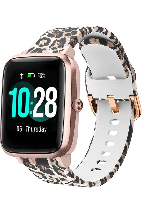 Bands Compatible with 19mm ID205L Veryfitpro Smart Watch, Quick Release Soft Silicone Fadeless Pattern Printed Floral Replacement Band for ID205L, ID205G ID205 ID205U ID205S