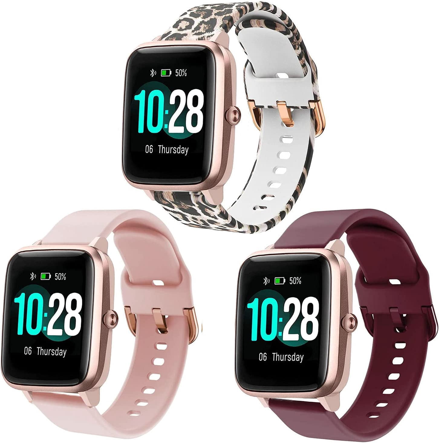VGOL 2x Silikon-Armbänder 19 Mm – Ersatzarmbänder Für Smartwatch ID205, SW021, SW025 U.a. | Schwarz & Hellblau