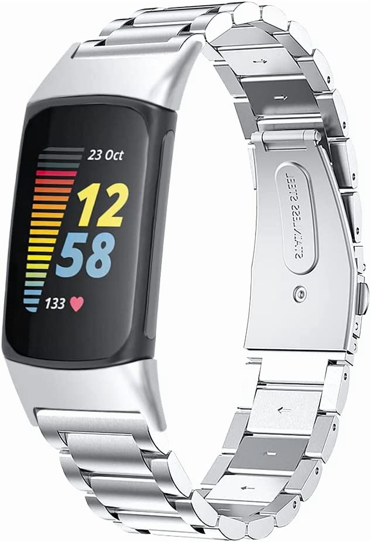 Bands Compatible with Fitbit Charge 6/Charge 5 Metal Stainless Steel ...