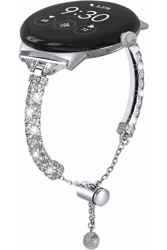 Bands Compatible with Google Pixel Watch /Pixel Watch 2 / Pixel Watch 3 41mm, Bling Diamond Metal Replacement Bracelet for Google Pixel Watch, Bracelet style Wristband Compatible with Pixel Watch