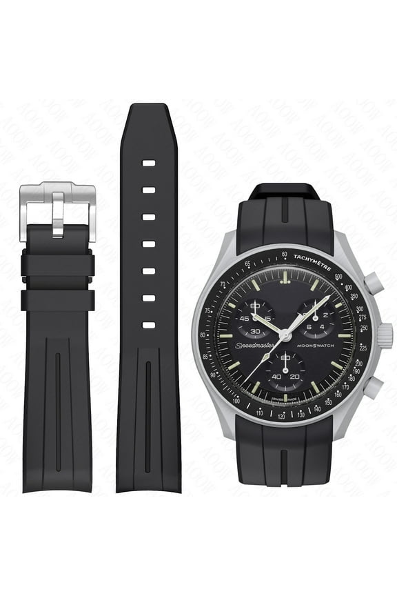 Bands for Moonswatch Watch,Curved No Gap Silicone Strap,Compatible with Omega X Swatch Moonswatch Speedmaster 20mm Watch,Swatch Omega Moonswatch Speedmaster Watch Replacement Strap for Women Men