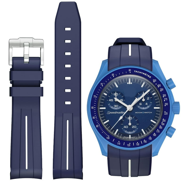 Bands for Moonswatch Watch Curved No Gap Silicone Strap Compatible with Omega X Swatch Moonswatch Speedmaster 20mm Watch Swatch Omega Moonswatch Speedmaster Watch Replacement Strap for Women Men Walma...