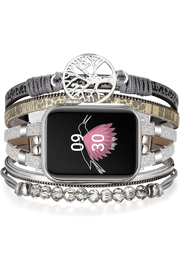 Bands for Women Compatible for Apple Watch 38mm 40mm 41mm 42mm 44mm 45mm 46mm, Watch Bands Bracelet Multilayer Wrap Strap iWatch Series 10 9 8 7 6 5 4 3 2 1 SE