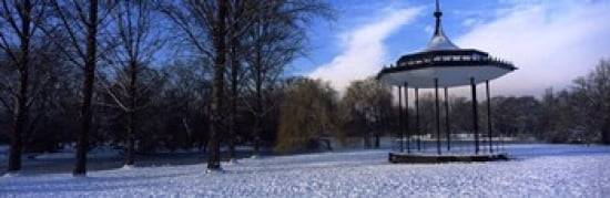 Bandstand in snow Regents Park London England Canvas Art - Panoramic Images (36 x 12)