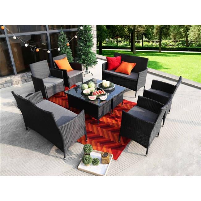 Baner Garden 8 Pieces Outdoor Furniture Complete Patio Wicker Rattan