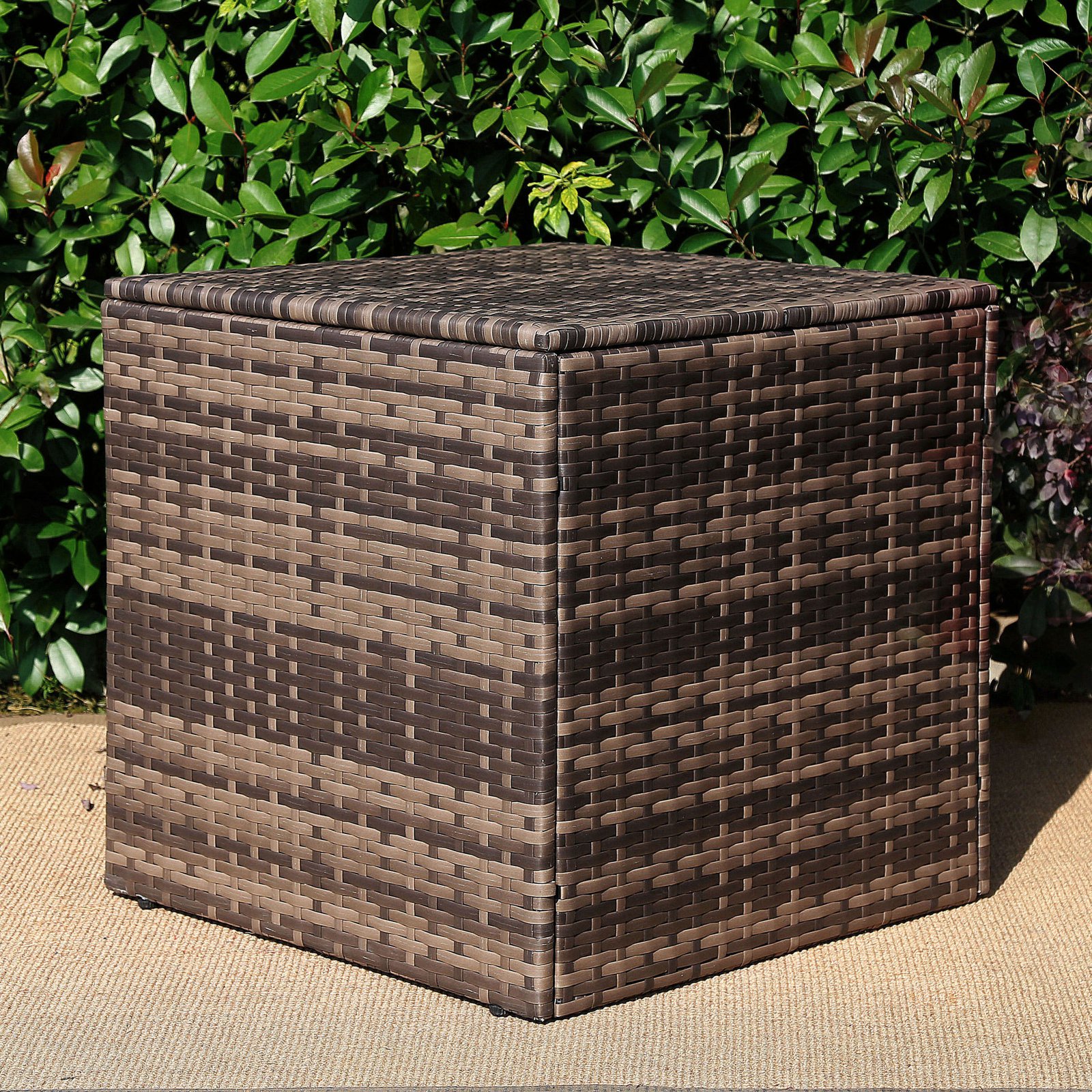 Baner Garden A105 Outdoor Glass Rattan Garden Square Coffee Table with Storage Compartment - image 1 of 2