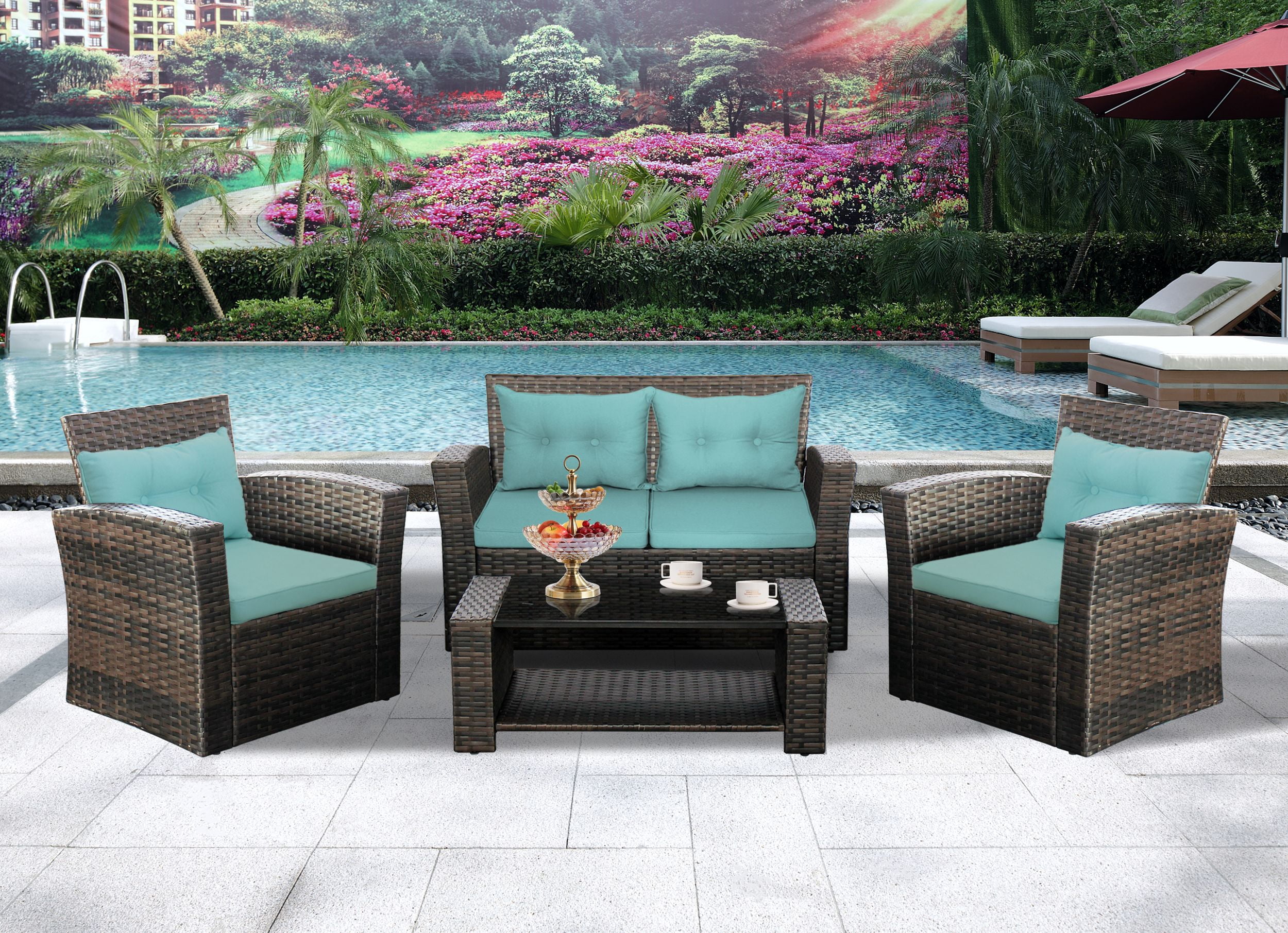 Baner Garden N87XJCSTTF 4 Piece Outdoor Furniture Set All Weather