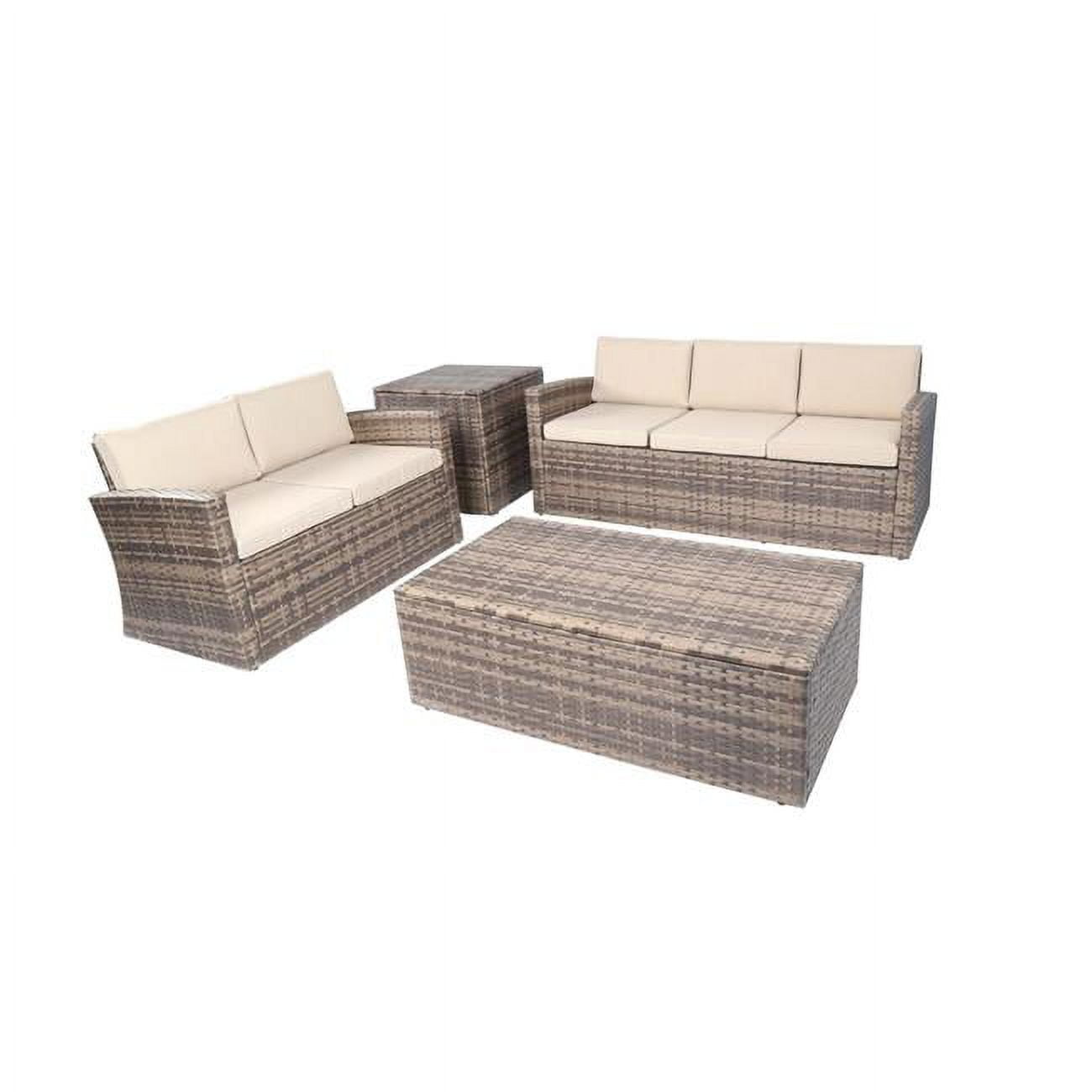 Baner Garden Outdoor Full Sofa Coffee & Side Table Rattan Pool Patio Garden Set Mixed Grey