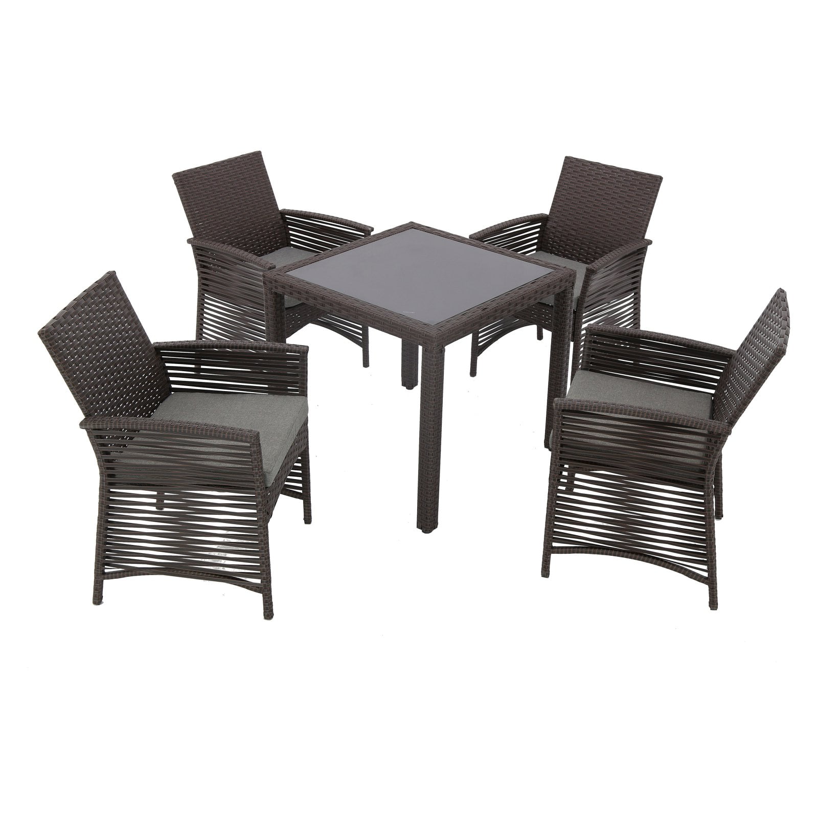 Baner Garden Rattan Wicker 5 Piece Square Patio Dining Set