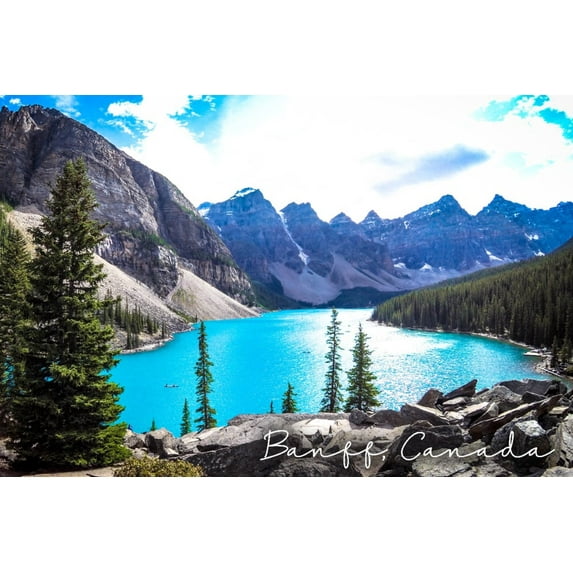 Banff, Canada, Moraine Lake, Elevated View, Photography (36x54 Giclee Gallery Art Print, Vivid Textured Wall Decor)