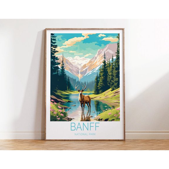Banff National Park Canada Rocky Mountain Wall Art, Unframed Canvas Size 16x24