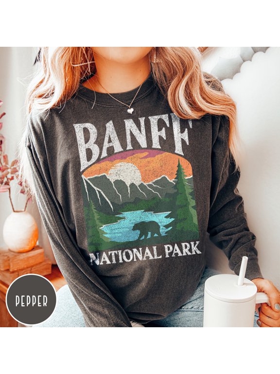 Banff National Park Mountain Bear Graphic Crewneck Sweatshirt, Unisex Classic Fit, Cotton-Poly Fleece, 271 GSM