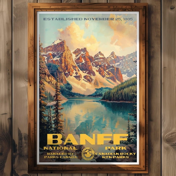 Banff National Park Poster, Alberta Travel Print, Wall Art, Unframed Paper Poster 8x10in