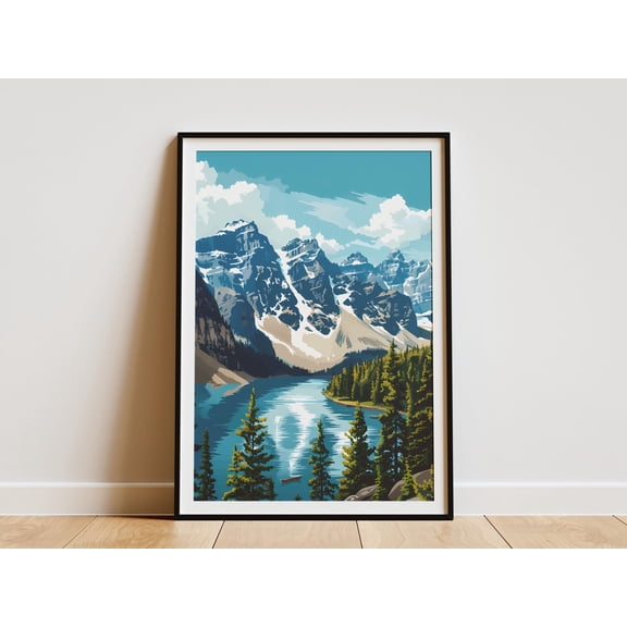 Banff National Park Poster Canada Mountain Landscape Art Print Minimalist Travel Poster Wall Decor