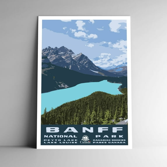 Banff National Park Vintage Travel Poster / Postcard WPA Style Canada