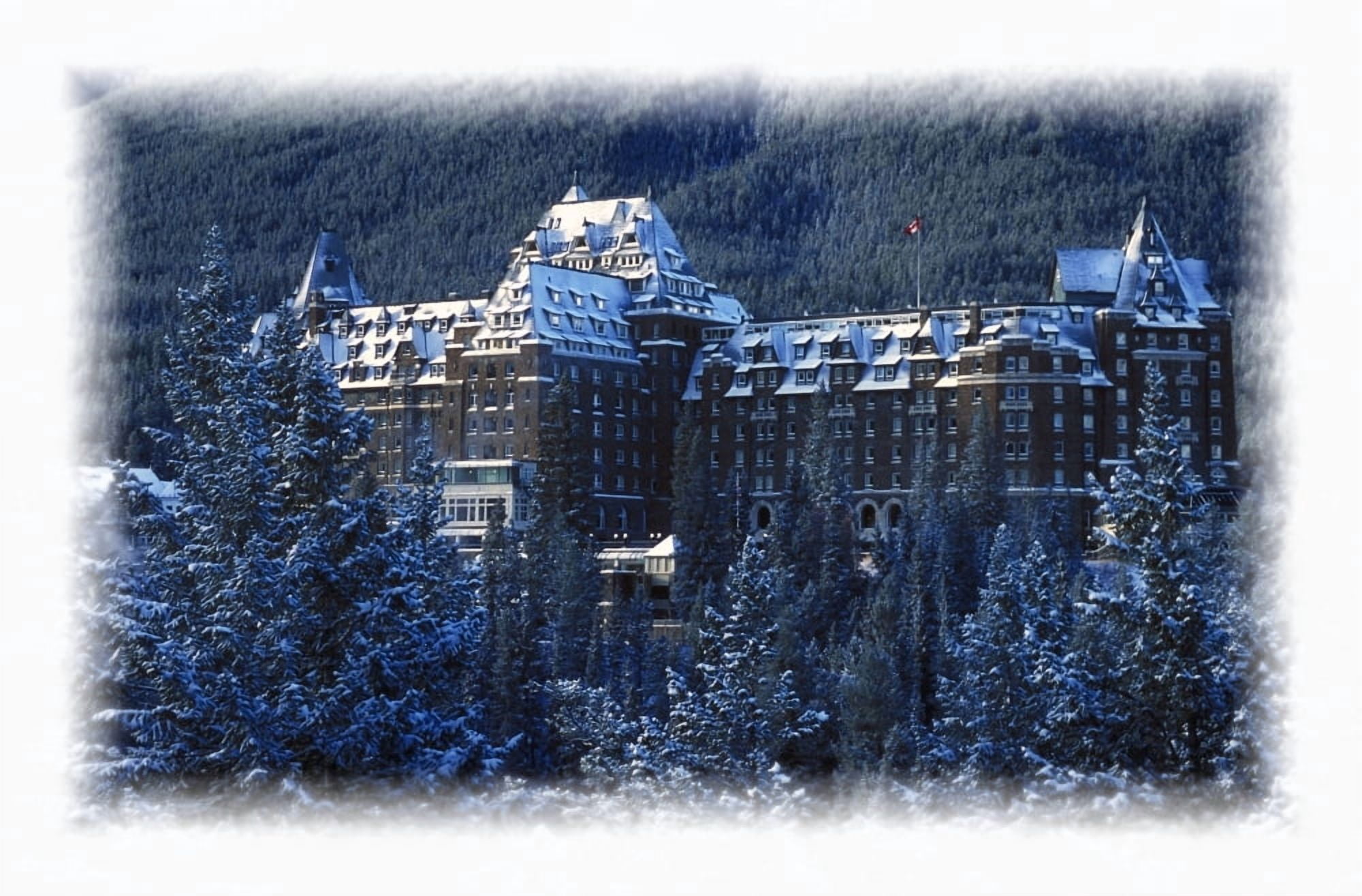 Banff Springs Hotel In Banff Canada Canvas Art - Carson Ganci Design Pics (17 x 11)