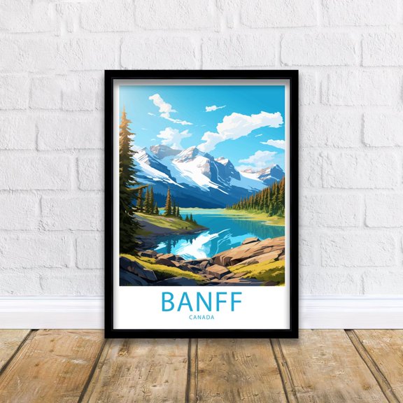 Banff Travel Landscape Wall Art Scenic Destination Wall Decor Vintage Style Modern Travel Gallery Decor Unframed Paper Print