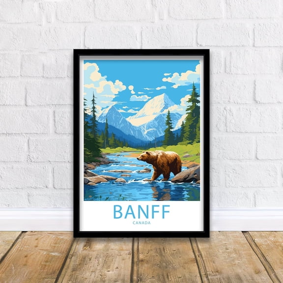 Banff Travel Landscape Wall Art Scenic Destination Wall Decor Vintage Style Scenic Home Accent Decor Unframed Paper Print