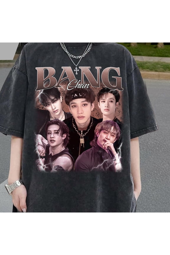 Bang Chan Stray Retro T-Shirt - Comfort Colors Kpop Music Fan Gift with Metallic Text Overlay