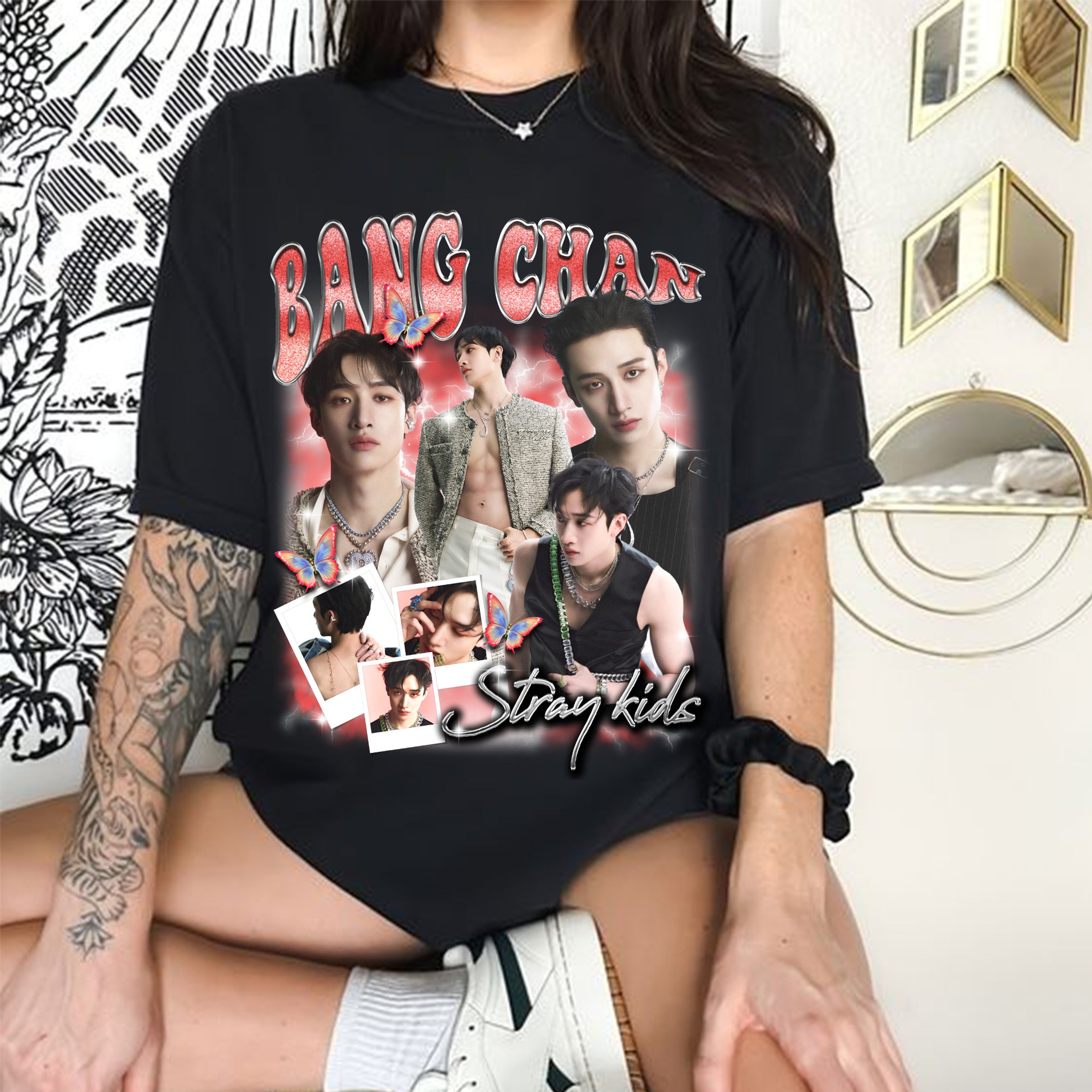 アイドル UNIFORM T-SHIRT bangchan STRAY KIDS UNIFORM SHIRT 『Stray Kids World Tour 』 - Music