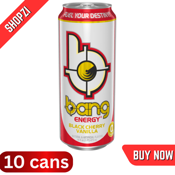 Bang Energy Black Cherry Vanilla, 10 Pack (16 fl oz Cans), SugarFree Performance Energy Drink