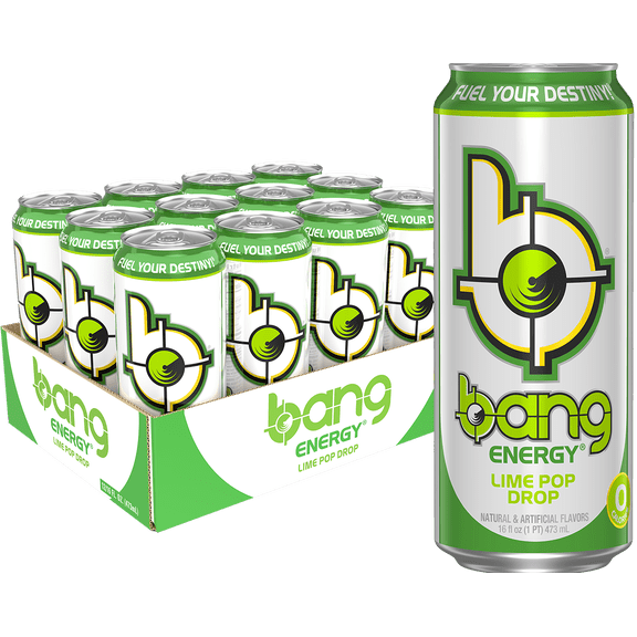 Bang Energy Drink, Lime Pop Drop, 16 fl oz, 12 Cans