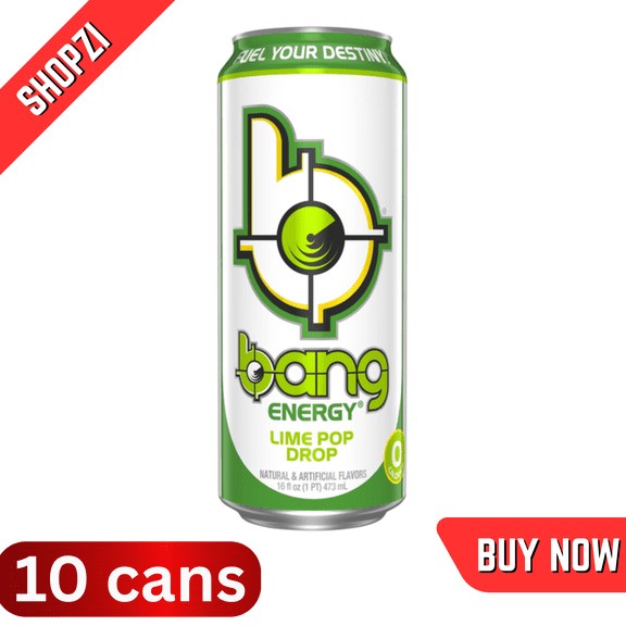 Bang Energy Lime Pop Drop, 10 Pack (16 fl oz Cans), SugarFree Performance Energy Drink