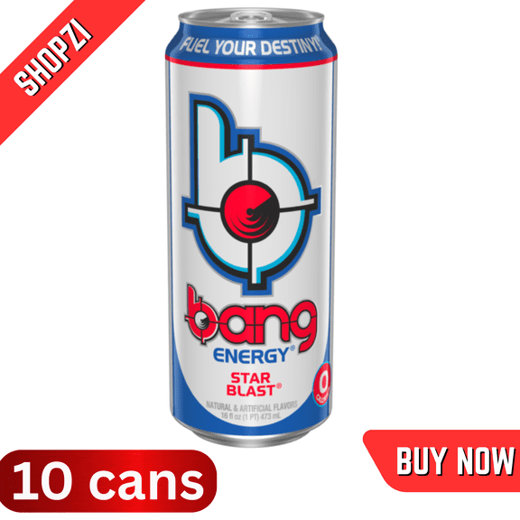 Bang Energy Star Blast, 10 Pack (16 fl oz Cans), SugarFree Performance Energy Drink
