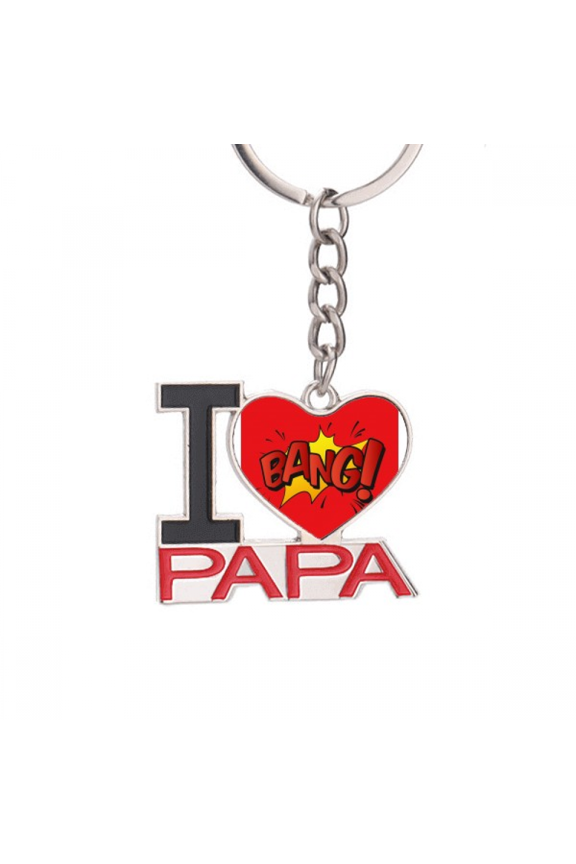 Bang Exclamation Spark Art Deco  Fashion Keychain Metal Keyring Holder Love PAPA Father