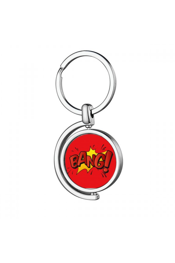 Bang Exclamation Spark Art Deco Fashion Rotating Keychain Metal Keyring Holder