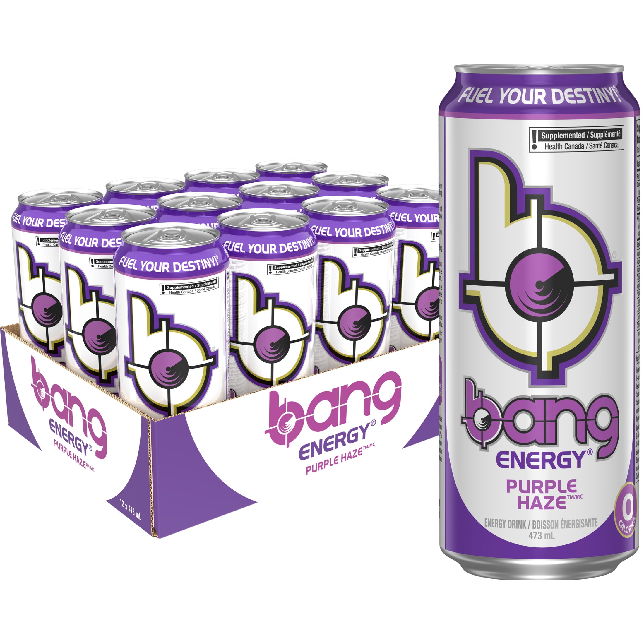 Bang Energy Purple Haze Energy Drink, Zero Sugar, 12-Pack, 16 Oz Cans