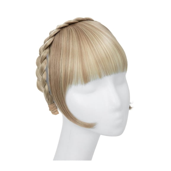 Bang Wig, Synthetic Headband Bangs Extension Fake Hair Blunt Fringe with Long Sides for Women Natural False Black Brown Blonde Bang,Wigs with Bangs(16H613)