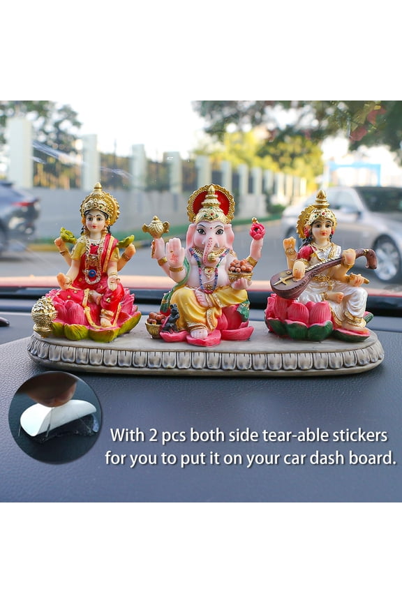 Hindu Ganesh Lakshmi Saraswati Statue - 3.9H Indian God Lakshmi Ganesha Saraswati Idol Figurine Hindu Diwali Gifts Diwali Decoration Home Office Mandir Temple Pooja Item