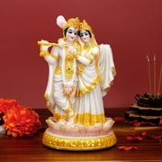 BangBangDa Hindu God Radha Krishna Statue - 5.7 H Marble Color India Murti Pooja Item for Indian Couple Valentine s Day Gifts for Indian Man Women Lady Lord Krishna Idol