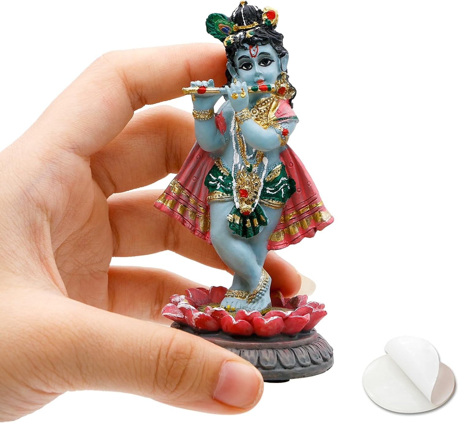 BangBangDa Krishna Statue for Car Dashboard - 3.9H Polystone Hindu God Krishna for Vehicle Decor Birthday Gifts for Indian Friend Wedding Diwali Murti President Temple Mandir Altar Pooja Item