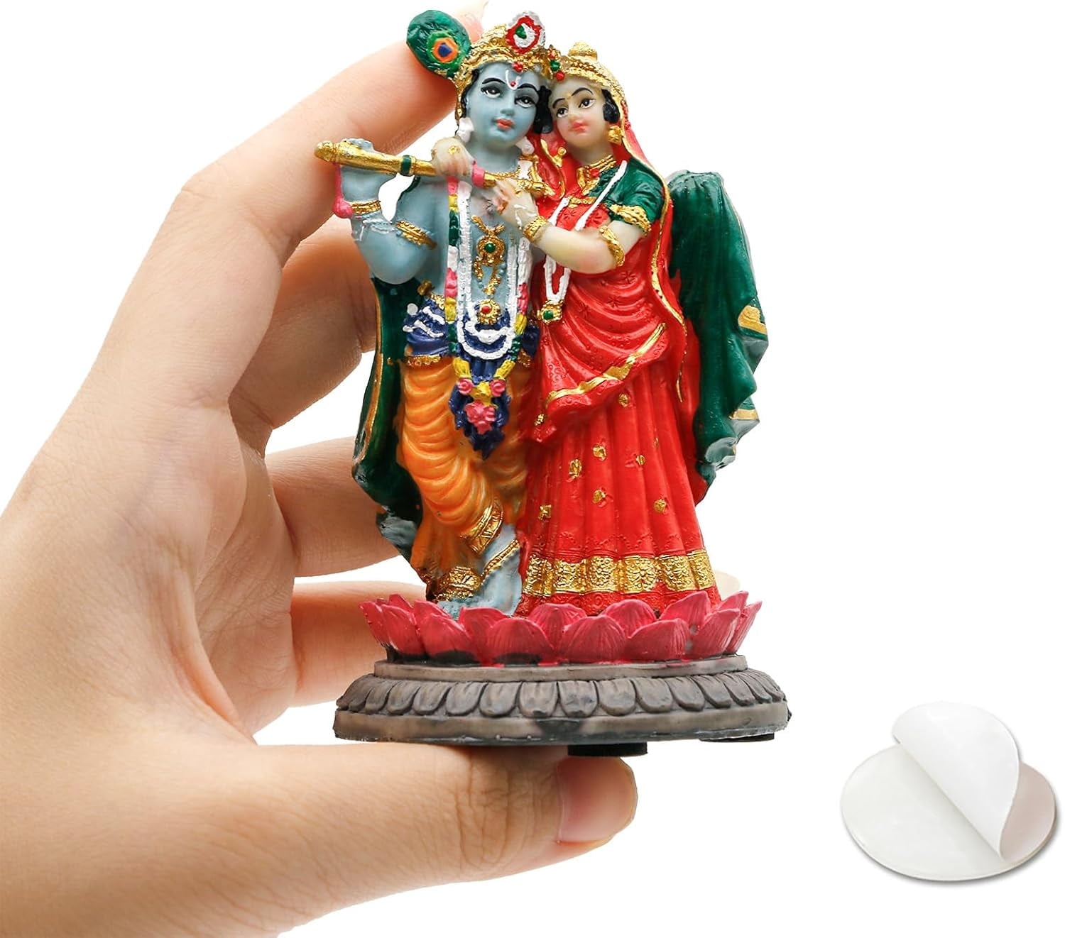 BangBangDa Radha Krishna for Car Decor - 3.9" H Small Hindu God Statue for Vehicle Dashboard Decor Hindu God Fathers Day Mothers Day Diwali Birthday Gifts for Indian People Home Altar Pooja Item