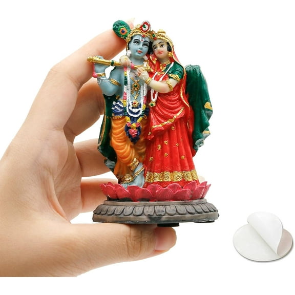 BangBangDa Radha Krishna for Car Decor - 3.9" H Small Hindu God Statue for Vehicle Dashboard Decor Hindu God Fathers Day Mothers Day Diwali Birthday Gifts for Indian People Home Altar Pooja Item