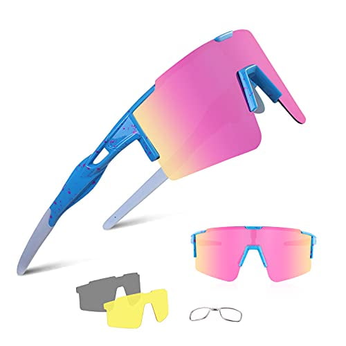 Polarized Sports Sunglasses With 3 Interchangeable Lens for Women Amazon.com: SPOSUNE Polarized Cycling Glasses with 3 Lenses  main image 2