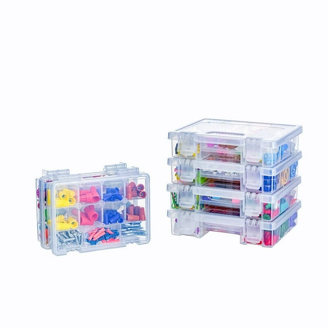 BangQiao 6 Pack Small Clear Plastic Storage Organizer Box with 8